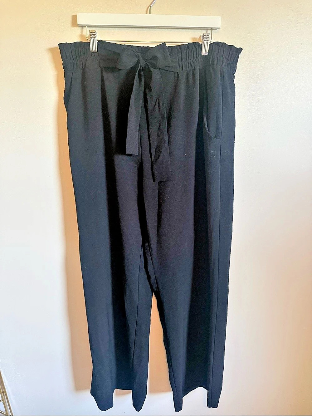 NYCC Pull-On Tie-Waist Pants Wide Leg Black Size XL